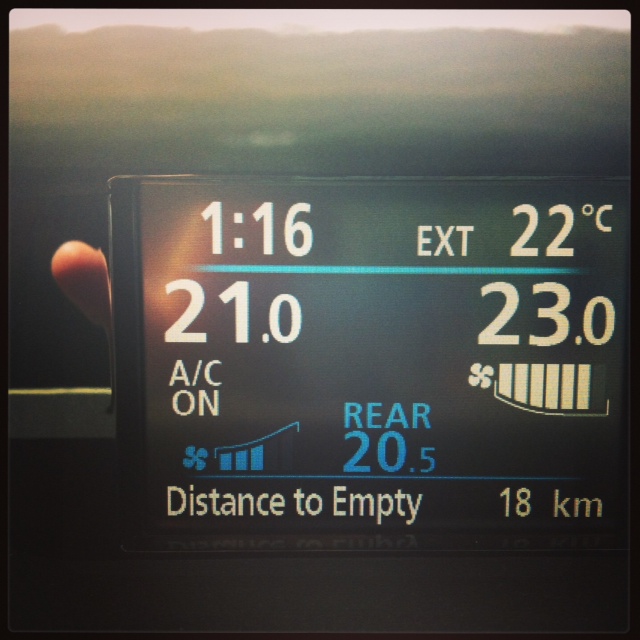 Yes, we had less than 20 kms until empty. Not. My. Fault.